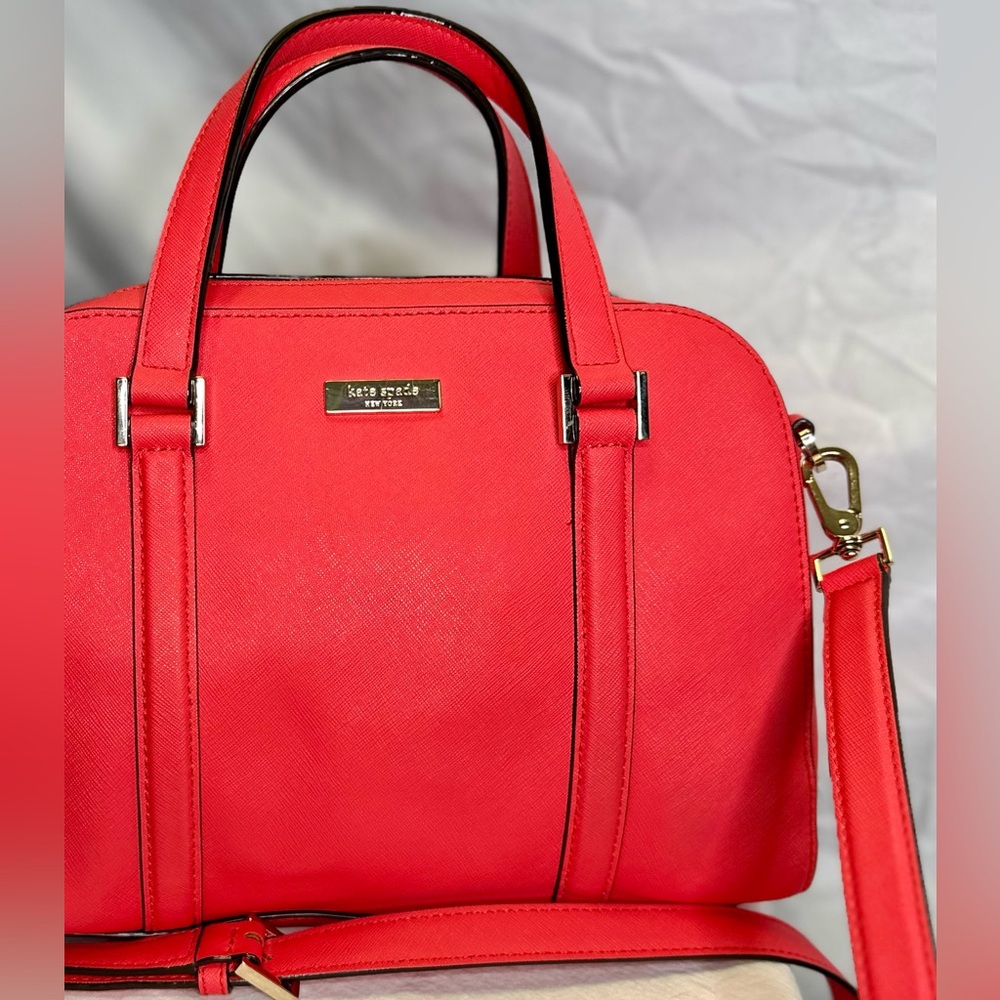 KATE SPADE Crossgrain Leather Neon Pink Watermelon Newbury Lane Felix Satchel